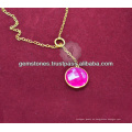 Diseñador Vermeil Rosa Chalcedony Gemstone collar de cadena larga para las mujeres